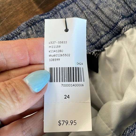 Lane Bryant Pull-On Chambray Linen Straight Leg Pant Blue Plus Size 24 Flowy NWT - Picture 7 of 14